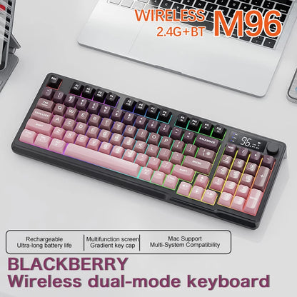 🎮⌨️🖱️ FREEWOLF M96 Wireless Bluetooth Keyboard + X7 Mouse Kit – Gaming Combo με Smart Screen & RGB ✨