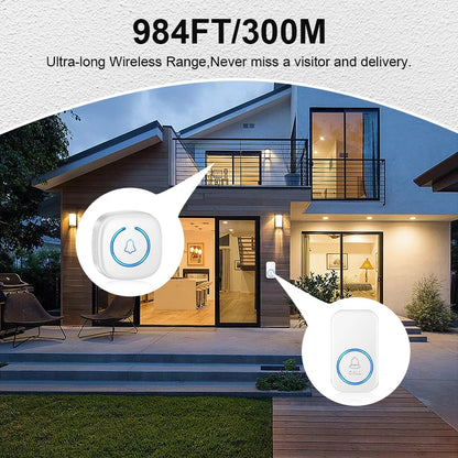 🔔🏠 Wireless Intelligent Doorbell – Έξυπνο Ασύρματο Κουδούνι με 60 Μελωδίες, 5 Επίπεδα Έντασης & Εμβέλεια 300M 📶✨