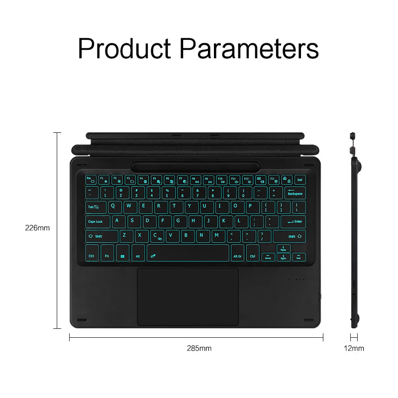 💻✨ Bluetooth Backlit Keyboard με TouchPad – Για Microsoft Surface Pro 8 / 9 / 10 / 11 / X ✨💻