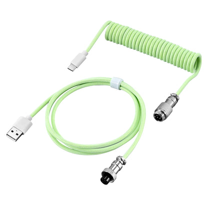 Coiled Keyboard Cable Type-C to USB-A with Detachable Metal Aviator