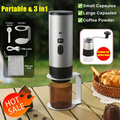 ☕🚀 Wireless Portable Coffee Machine – 3 σε 1 Espresso Maker με Digital Display 🚀☕