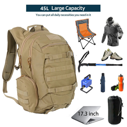 🎒 45L Αδιάβροχο Σακίδιο Πλάτης – Tactical Outdoor Backpack για Ψάρεμα, Κυνήγι & Camping 🏕️💪