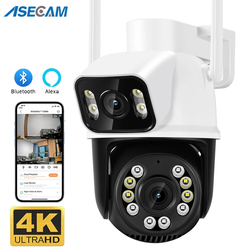 📹 New 8MP 4K PTZ WiFi Dual Lens Κάμερα Εξωτερικού Χώρου με Auto Tracking & iCSee App