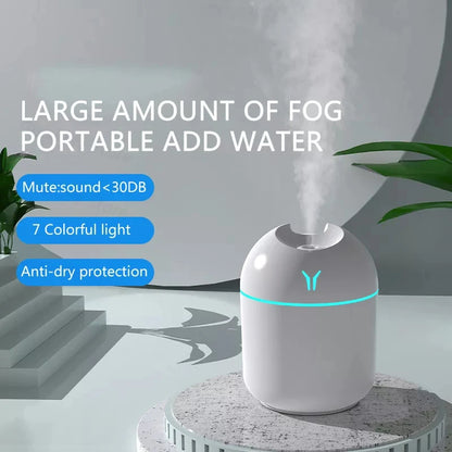 💧🌙 Mini Ultrasonic Air Humidifier 250ML – USB Aroma Diffuser με Ρομαντικό Φως ✨ Ιδανικό για Σπίτι & Αυτοκίνητο