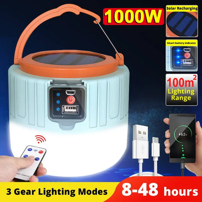 🏕️🔦 Φορητό Φως Camping με Power Bank & LED – Αδιάβροχο, Επαναφορτιζόμενο με Solar + USB 🌞⚡