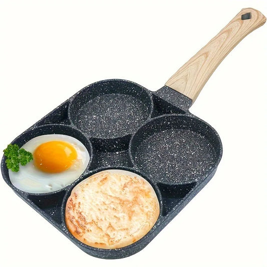 🍳 Τηγάνι με 4 Θέσεις – Αντικολλητικό για Αυγά, Pancakes, Ομελέτες & Burgers | Ιδανικό για Πρωινό