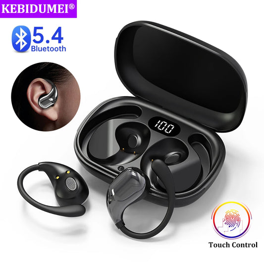 🎧🔋 Bluetooth 5.4 Ear Hook Headphones – Ασύρματα Ακουστικά HiFi Stereo με LED Οθόνη & Αδιαβροχοποίηση 💦🎶