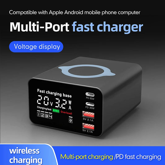 ⚡ 100W Multiport USB Φορτιστής – PD Type-C Fast Charging Station με 4 Θύρες & Ασύρματη Φόρτιση Η ιδανική λύση για γρήγορη και ταυτόχρονη φόρτιση πολλών συσκευών στο σπίτι ή στο γραφείο! 🔋📱