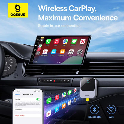 🚗📲 Baseus Wireless CarPlay Adapter – Wired to Wireless Converter (Plug & Play)