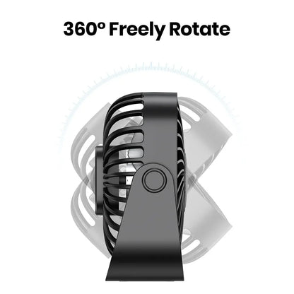 TOPK K52 Mini USB Fan 4” – Portable Desk Fan with 3 Speeds & 360° Adjustment