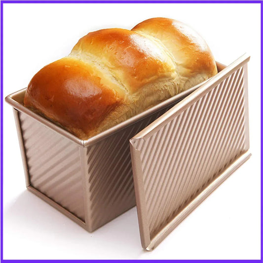 🍞 Χρυσό Αντικολλητικό Ταψί Ψωμιού με Καπάκι – 450g Pullman Loaf Pan | Αλουμινωμένος Χάλυβας για Ομοιόμορφο Ψήσιμο