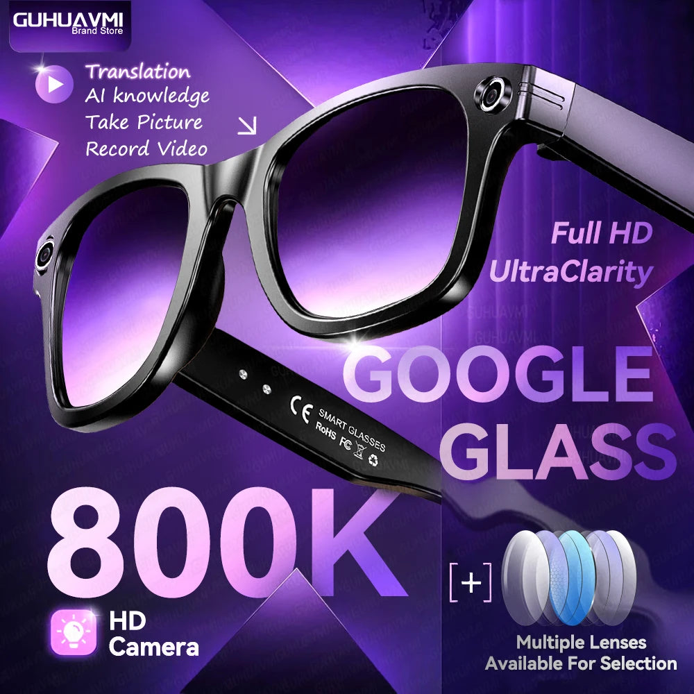 GUHUAVMI W610 AI Smart Glasses - Smart Glasses with 8MP Camera, AI Translation, Bluetooth Calls & Music