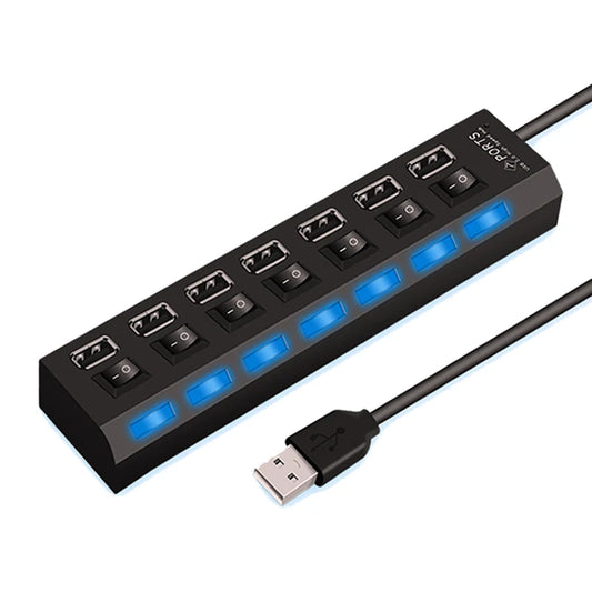 🔌 High Speed USB 2.0 Hub – 4/7 Θύρες με LED & Ανεξάρτητους Διακόπτες για PC & Laptop