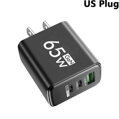⚡🔋 65W GaN USB PD Charger – Φορτιστής 3 Θυρών για Γρήγορη Φόρτιση 📱💻