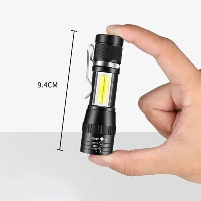 🔦 Mini LED Επαναφορτιζόμενος Φακός – COB+XPE | Zoomable Torch, 3 Modes, Ιδανικός για Outdoor & Emergency ✨