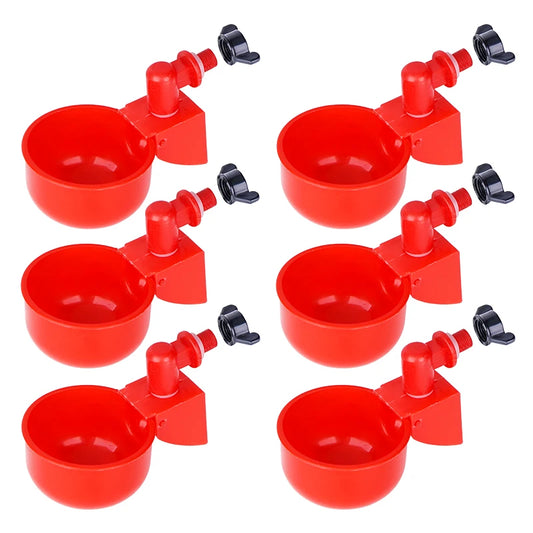 6pcs Chicken Drinker Cups 🐔💧 | Auto Water Feeder 🛠️ | For Chicks, Ducks & Poultry 🦆 | Easy Install Plastic ✅