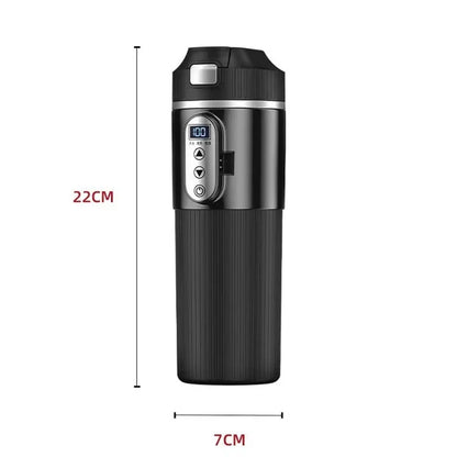 🚗☕ 500ml Ηλεκτρικό Θερμός Αυτοκινήτου | Car Heating Cup με LCD Οθόνη & Ρυθμιζόμενη Θερμοκρασία 🔥 | 12V/24V In-Car Kettle