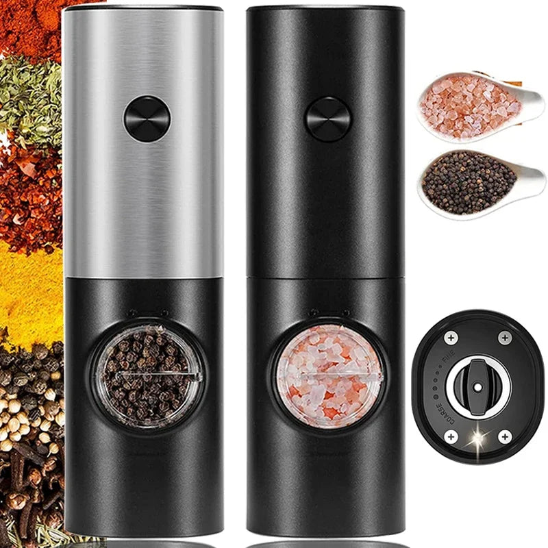 🧂✨ Ηλεκτρικός Αυτόματος Μύλος Αλατιού & Πιπεριού με LED – Σετ Μπαταρίας & Ρυθμιζόμενη Άλεση ✨🧂