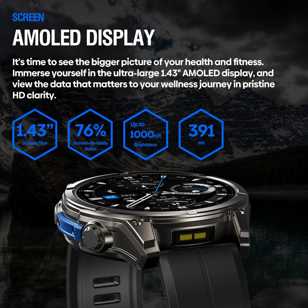 Zeblaze VIBE 8 Smartwatch – AMOLED 1.43’’ | Κλήσεις από το Ρολόι | Φακός | Ανοξείδωτο Ατσάλι