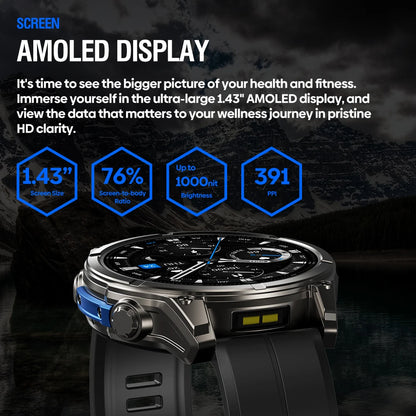 Zeblaze VIBE 8 Smartwatch – AMOLED 1.43’’ | Κλήσεις από το Ρολόι | Φακός | Ανοξείδωτο Ατσάλι