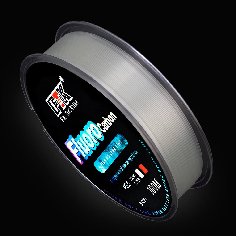🎣✨ FTK Fluorocarbon Fishing Line 100m 🚀 (4.13–34.32LB – Super Soft)