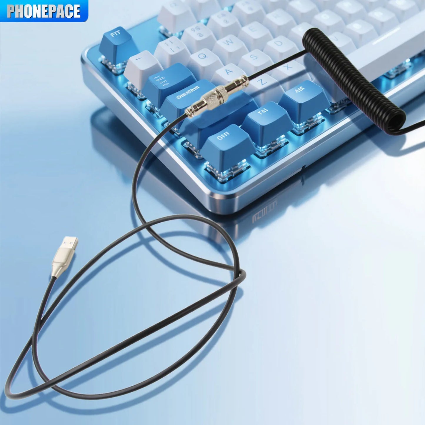 Mechanical Keyboard Coiled Cable USB Type-C με Aviator Connector (έως 3m)