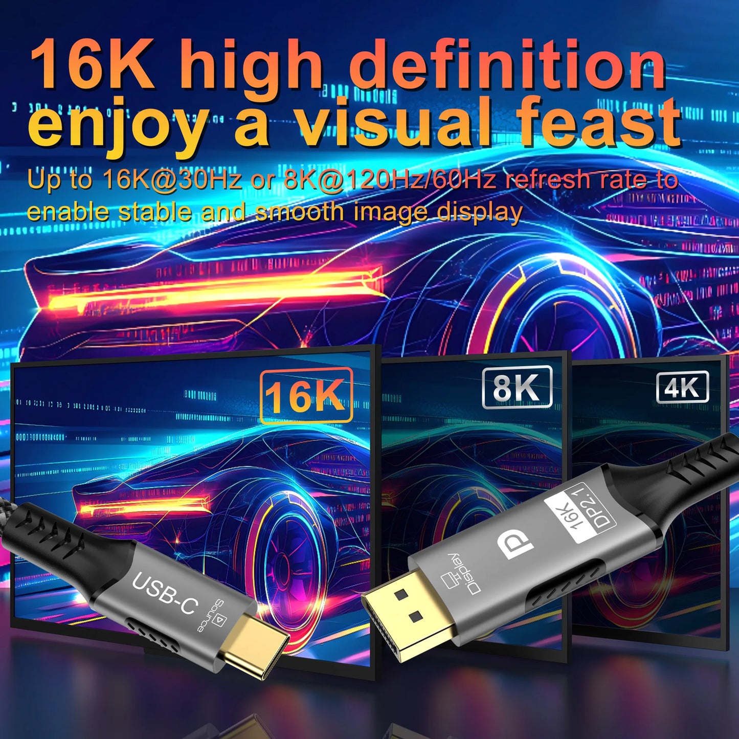 Καλώδιο USB-C σε DisplayPort 2.1 – 16K / 8K Ultra Performance