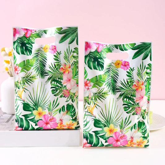 🌺 Χαβανέζικες Τσάντες Δώρων με Χερούλι – 10/20/50pcs | Hawaii Luau Tropical Beach Party Favor Bags για Γενέθλια & Εκδηλώσεις