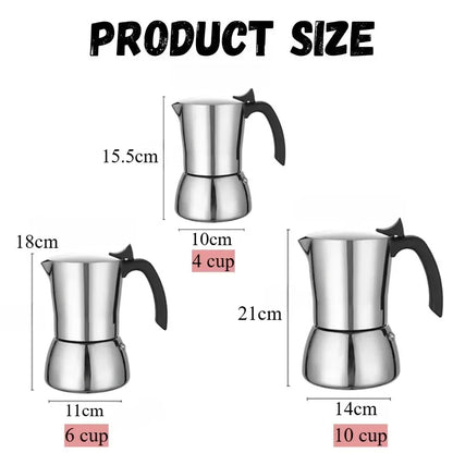 ☕✨ Stainless Steel Moka Pot – Αυθεντικός Ιταλικός Espresso Παντού! ✨☕  Stainless Steel Stovetop Espresso Maker