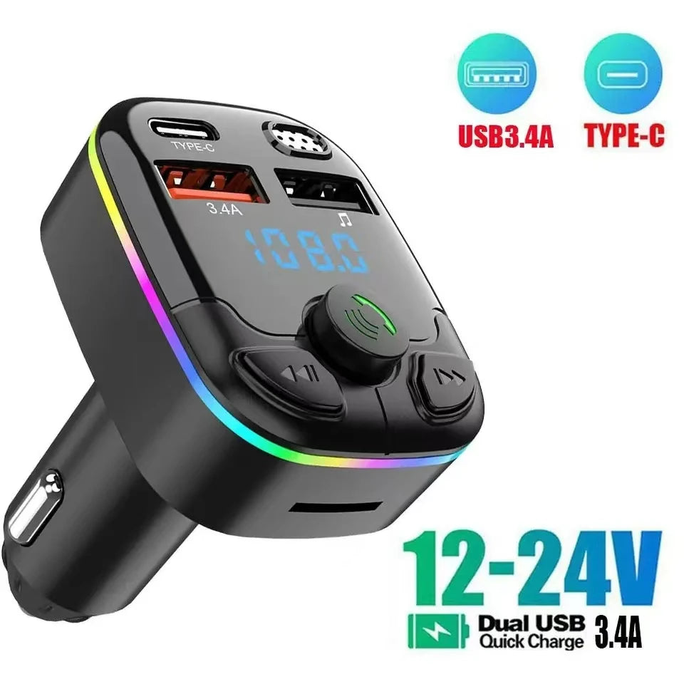 🔌 Car Bluetooth FM Transmitter 5.0 με PD Type-C & Dual USB – Γρήγορη Φόρτιση, Αναπαραγωγή Μουσικής & Hands-Free Κλήσεις