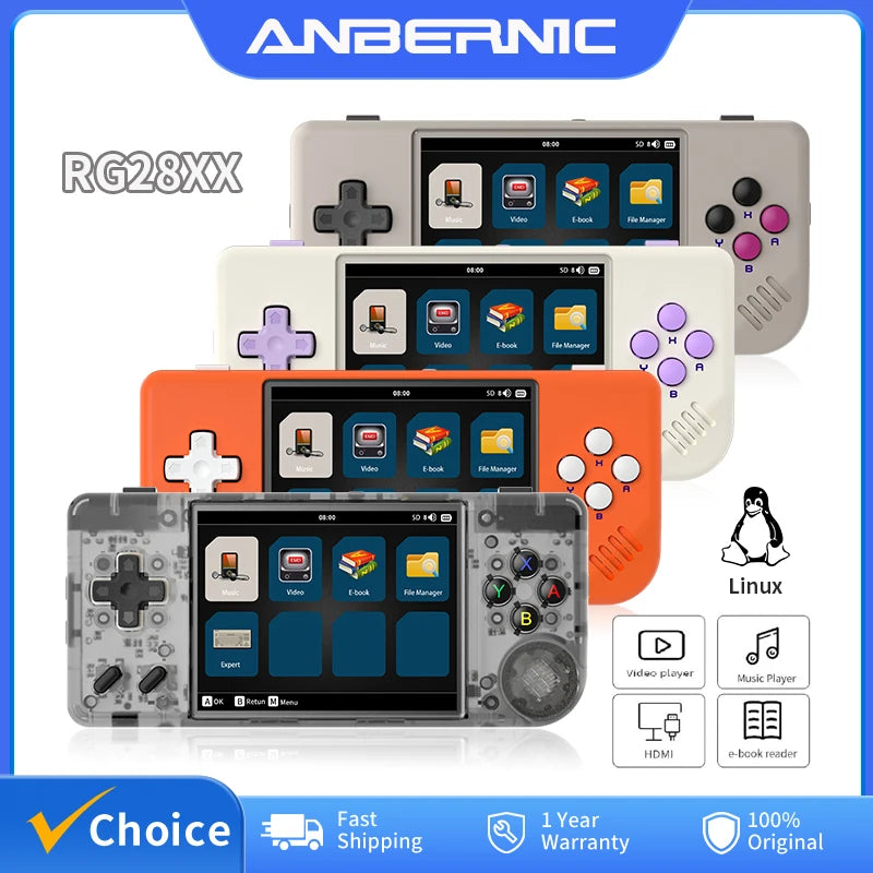 ANBERNIC RG28XX – Retro Handheld Game Console 2.83" IPS • Linux System • 5000+ Retro Games • 3100mAh • HDMI Output