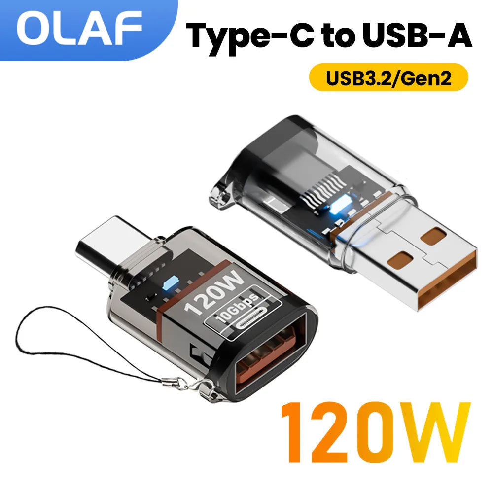 Olaf 120W USB-A Type-C OTG Adapter (USB 3.2) – Ταχεία Φόρτιση & Μεταφορά Δεδομένων