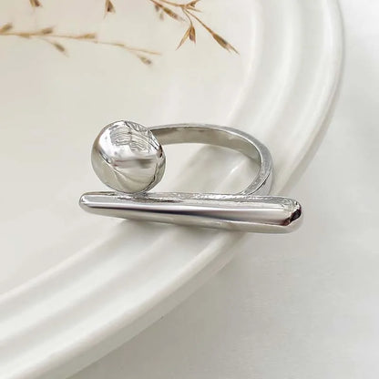 💫 Creative Irregular Geometric Ball Open Ring – Ρυθμιζόμενο Unisex Δαχτυλίδι με Μοντέρνο Punk Στυλ | Gold Color Line Design