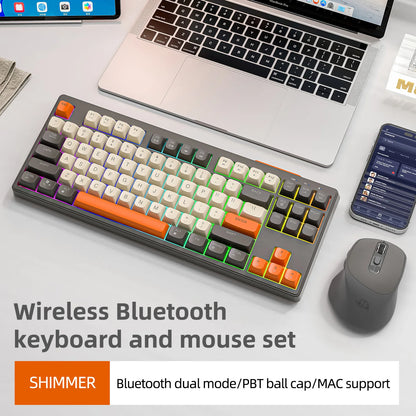 🎮⌨️🖱️ M87 Wireless Keyboard & X7 Mouse – Dual Mode Bluetooth Gaming Σετ με RGB Rainbow Light 🌈🔥
