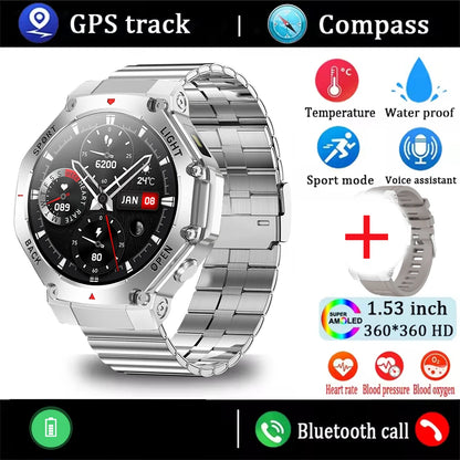 ⌚ 2025 New Men Sports Smart Watch GPS | AMOLED | Heart Rate Monitor | LED Flashlight | NFC | Bluetooth Call | 3ATM Waterproof