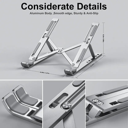 💻✨ Portable Aluminum Laptop Stand – Ρυθμιζόμενη & Αναδιπλούμενη Βάση MacBook & PC 🎯
