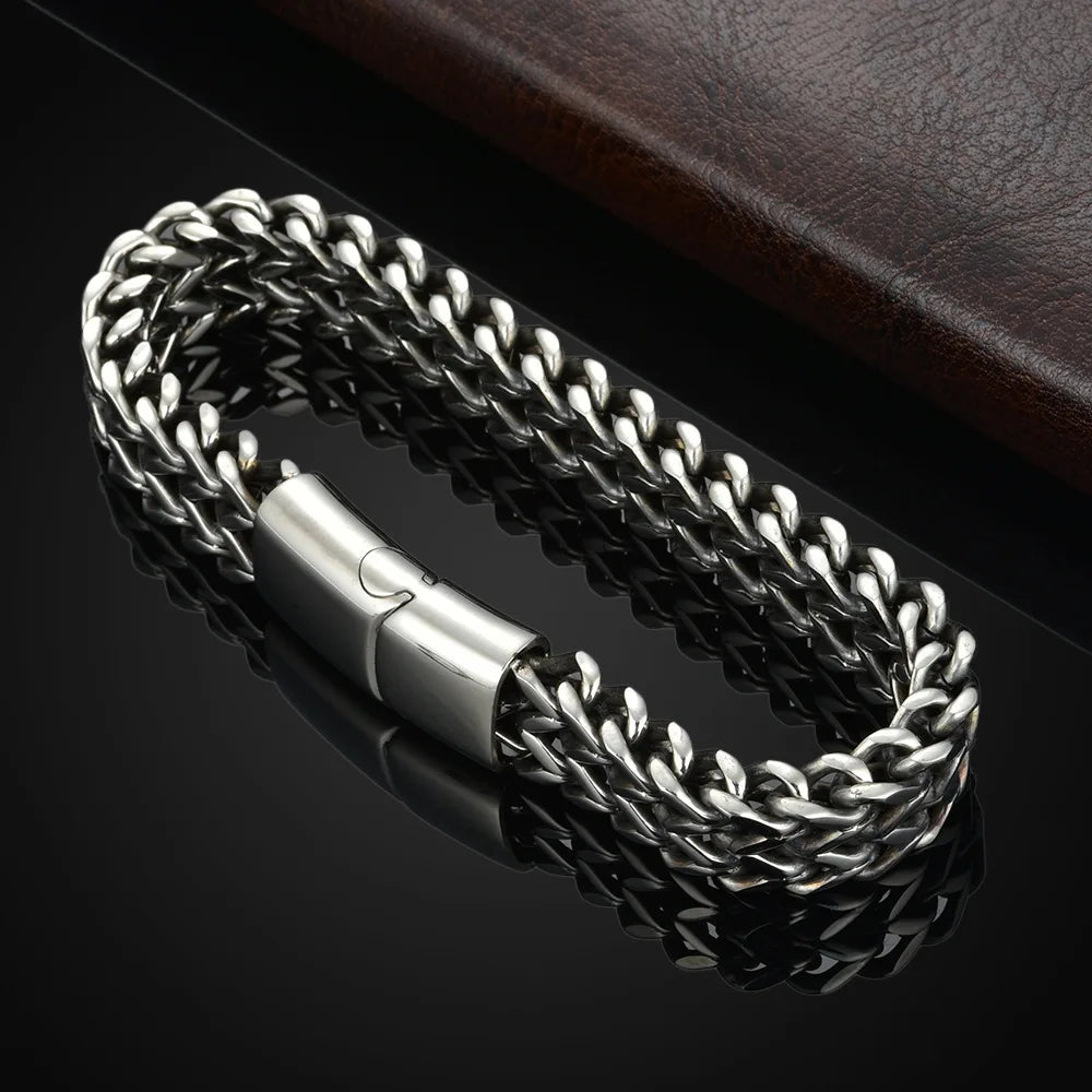 ⛓️✨ Ανδρικό Βραχιόλι Stainless Steel με Μαγνητικό Κούμπωμα – Διπλή Πλέξη & Μοντέρνος Σχεδιασμός 💎