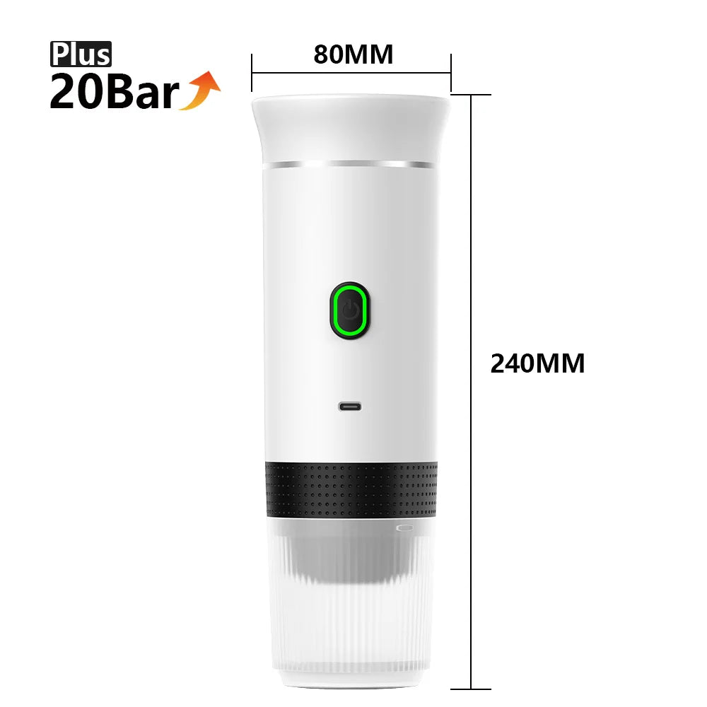 ☕🚗 Wireless Electric Portable Espresso Coffee Machine – 3 σε 1 Καφετιέρα Κάψουλας & Αλεσμένου Καφέ για Σπίτι, Αυτοκίνητο & Camping