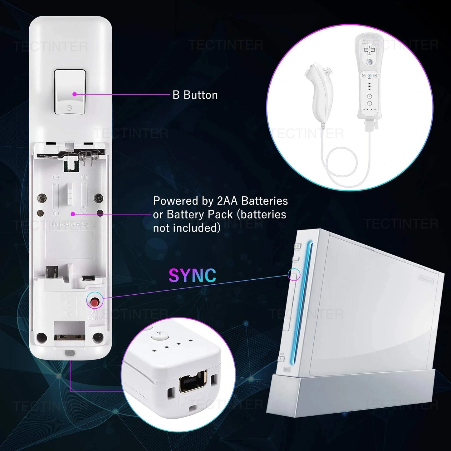 🎮 Wireless Remote Controller + Nunchuck for Nintendo Wii / Wii U | Built-in Motion Plus & Bluetooth | Vibration & Speaker | 3rd Party Controller