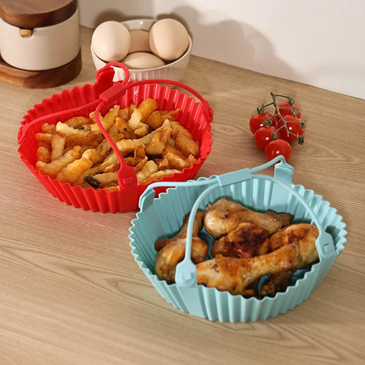 🍟 Επαναχρησιμοποιήσιμο Σκεύος Σιλικόνης για Air Fryer με Λαβές – Αντικολλητικό, Ανθεκτικό & Πλένεται στο Πλυντήριο | Oven & Grill Mat