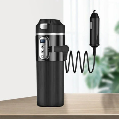 🚗☕ 500ml Ηλεκτρικό Θερμός Αυτοκινήτου | Car Heating Cup με LCD Οθόνη & Ρυθμιζόμενη Θερμοκρασία 🔥 | 12V/24V In-Car Kettle