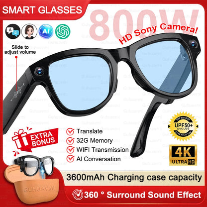 GUHUAVMI M02 Ultra AI Smart Glasses – AI Smart Glasses with Camera, Translation, 32GB & Bluetooth 5.3