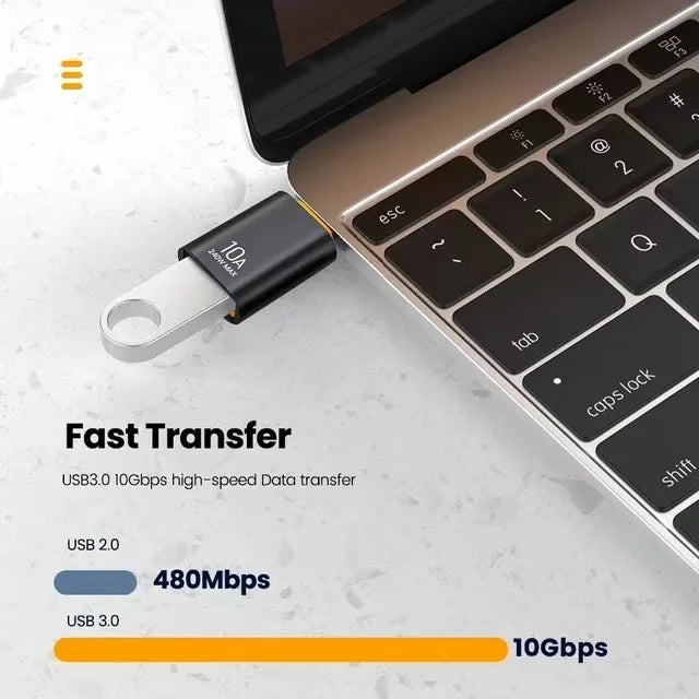 🔌⚡ USB A → USB-C OTG Adapter – 10A/6A Fast Charge & USB 3.0 Data Converter 🎯