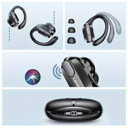 Lenovo XT80 Wireless Bluetooth 5.4 Earphones with Ear Hooks, Microphone & LED Battery Indicator