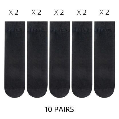 🧦✨ Σετ Διάφανα Κρυστάλλινα Καλτσάκια – Ultra Thin & Anti-Hook ✨🧦 5–20 Ζευγάρια Καλοκαιρινές Γυναικείες Κάλτσες | Crystal Silk Nylon Ankle Socks