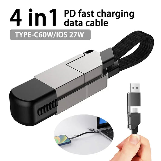 🔌✨ Multi Charging Cable 4-in-1 – Fast PD 60W | Magnetic | Keyring Design Η πιο έξυπνη λύση για ταξίδια & καθημερινότητα! 🌍🔋
