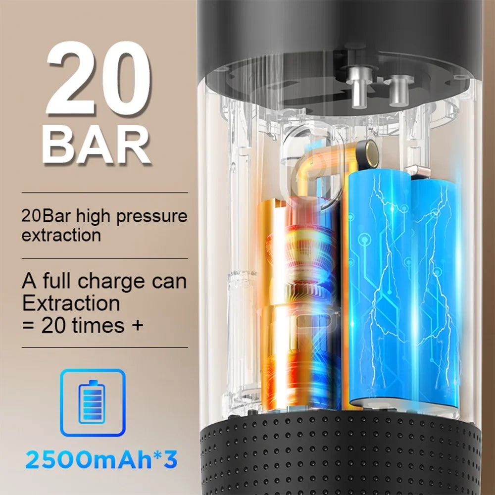 ☕🚗 Wireless Electric Portable Espresso Coffee Machine – 3 σε 1 Καφετιέρα Κάψουλας & Αλεσμένου Καφέ για Σπίτι, Αυτοκίνητο & Camping