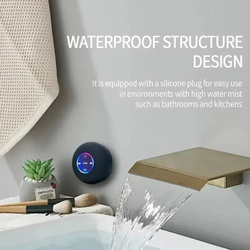 🎶💦 Mini Portable Bluetooth Speaker – IPX4 Αδιάβροχο με LED Lights & Suction Cup για Μπάνιο & Outdoor Χρήση