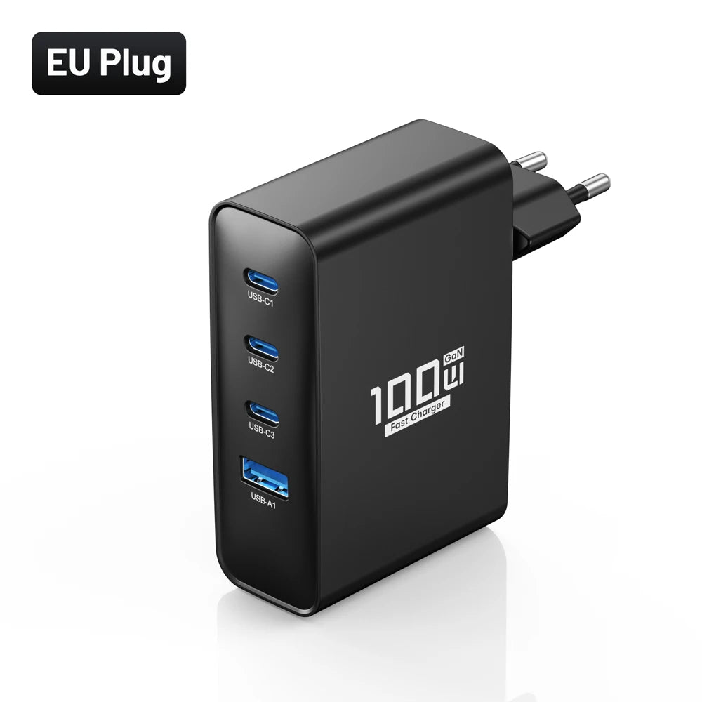 ⚡ ASOMETECH 100W GaN Fast Charger – Φορτιστής Ταχείας Φόρτισης με 4 Θύρες (3×USB-C + 1×USB-A)