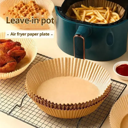 🍟🧾 50pcs Air Fryer Paper Liners – Μαγείρεμα Χωρίς Λάδια & Καθάρισμα! 🧾🍟 Parchment Wood Pulp | Waterproof | Oil-Proof | Baking & Steaming Accessories